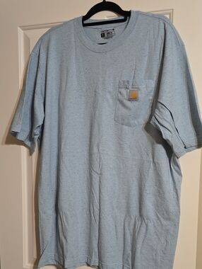 Carhartt Loose Fit Short-Sleeve Pocket Tee — Heather Light Blue